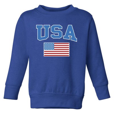 Retro Usa American Flag Patriotic Gift Toddler Sweatshirt