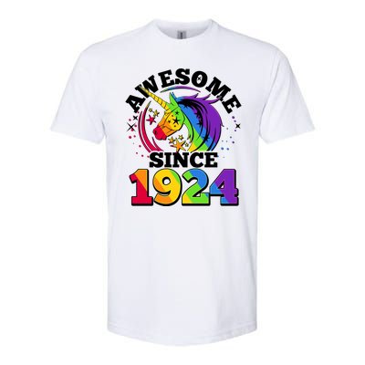 Rainbow Unicorn Awesome Since 1924 100th Birthday Softstyle® CVC T-Shirt