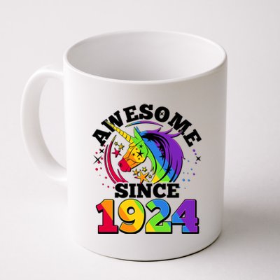 Rainbow Unicorn Awesome Since 1924 100th Birthday Coffee Mug