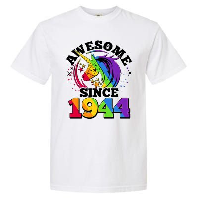 Rainbow Unicorn Awesome Since 1944 80th Birthday Garment-Dyed Heavyweight T-Shirt