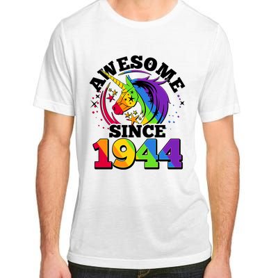 Rainbow Unicorn Awesome Since 1944 80th Birthday Adult ChromaSoft Performance T-Shirt