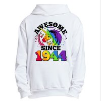 Rainbow Unicorn Awesome Since 1944 80th Birthday Urban Pullover Hoodie