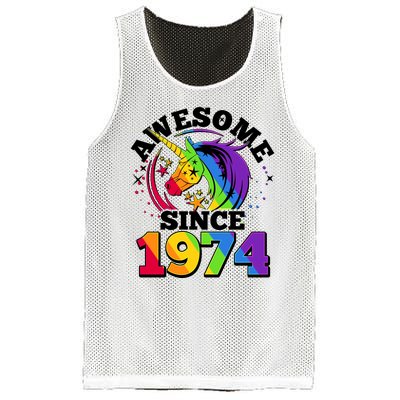 Rainbow Unicorn Awesome Since 1974 50th Birthday Mesh Reversible Basketball Jersey Tank