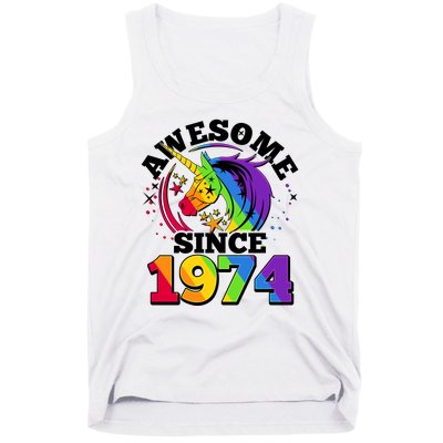 Rainbow Unicorn Awesome Since 1974 50th Birthday Tank Top