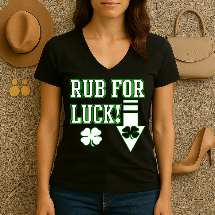 Rub Me For Luck Women's V-Neck T-Shirt