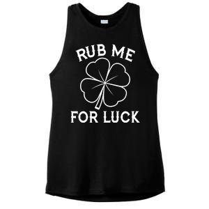 Rub Me For Luck Funny Shamrock St Pattys Day Ladies PosiCharge Tri-Blend Wicking Tank