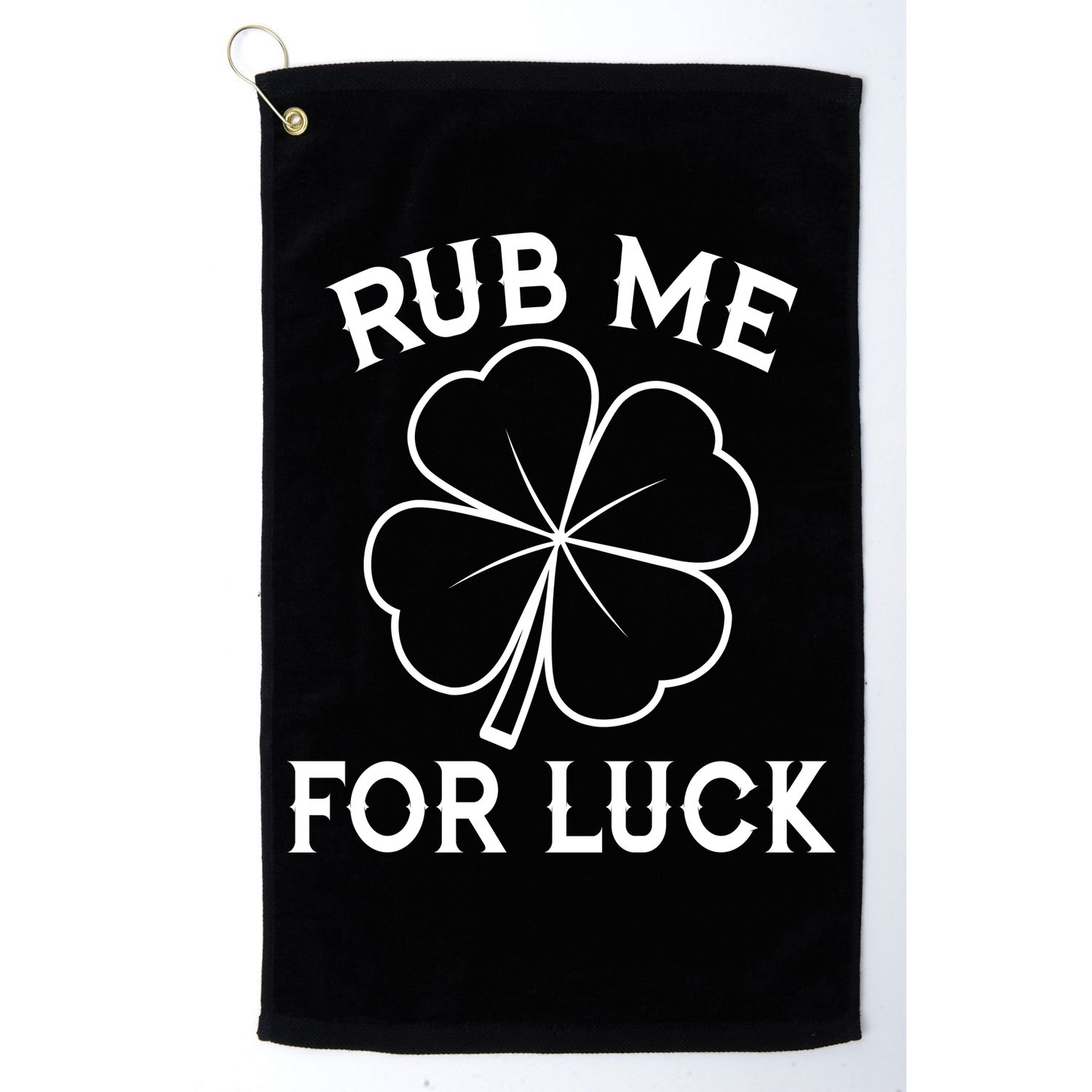 Rub Me For Luck Funny Shamrock St Pattys Day Golf Towel