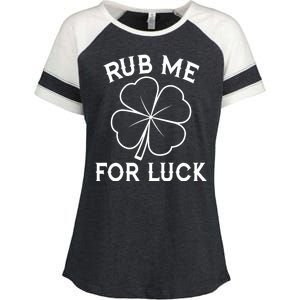 Rub Me For Luck Funny Shamrock St Pattys Day Enza Ladies Jersey Colorblock Tee