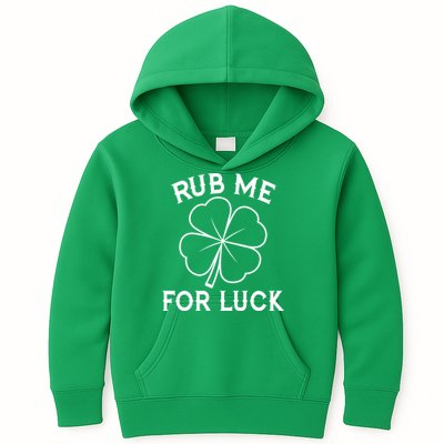 Rub Me For Luck Funny Shamrock St Pattys Day Kids Hoodie
