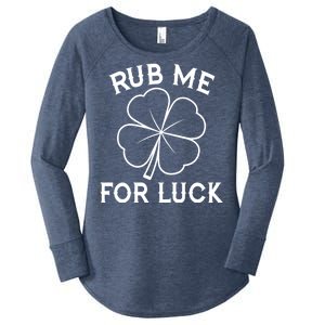 Rub Me For Luck Funny Shamrock St Pattys Day Women's Perfect Tri Tunic Long Sleeve Shirt