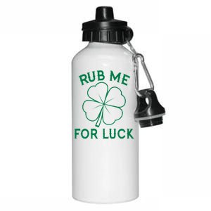 Rub Me For Luck Funny Shamrock St Pattys Day Aluminum Water Bottle