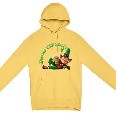 Rub Me for Luck Irish Leprechaun Premium Pullover Hoodie