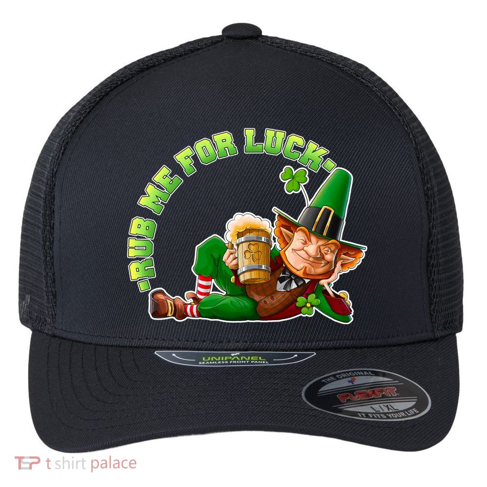 Rub Me for Luck Irish Leprechaun Flexfit Unipanel Trucker Cap