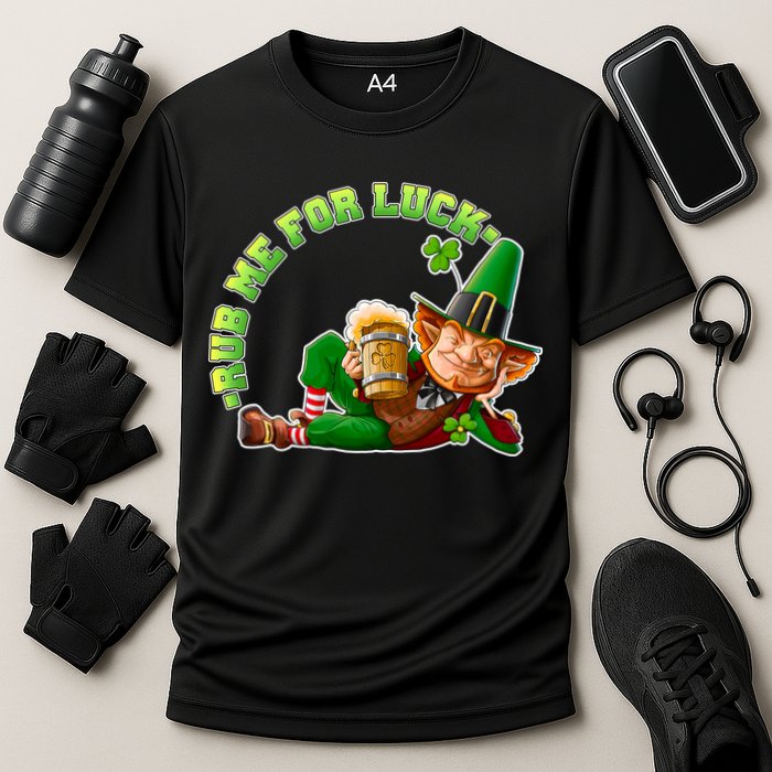 Rub Me for Luck Irish Leprechaun Cooling Performance Crew T-Shirt