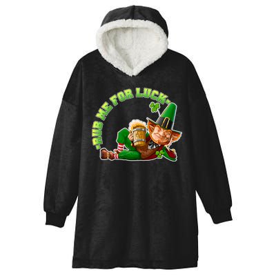 Rub Me for Luck Irish Leprechaun Hooded Wearable Blanket