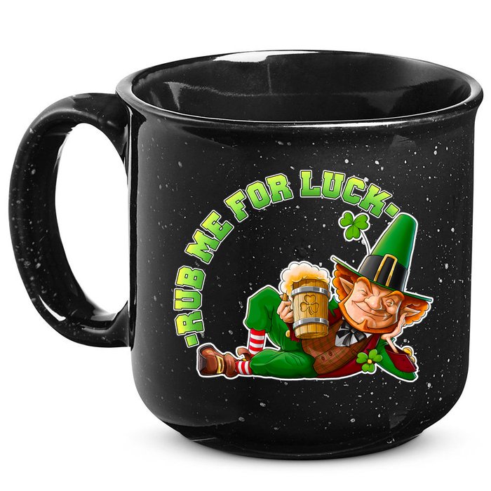 Rub Me for Luck Irish Leprechaun 15oz Campfire Ceramic Mug