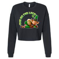 Rub Me for Luck Irish Leprechaun Cropped Pullover Crew