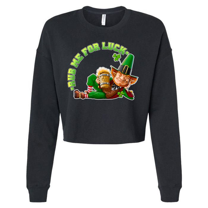 Rub Me for Luck Irish Leprechaun Cropped Pullover Crew