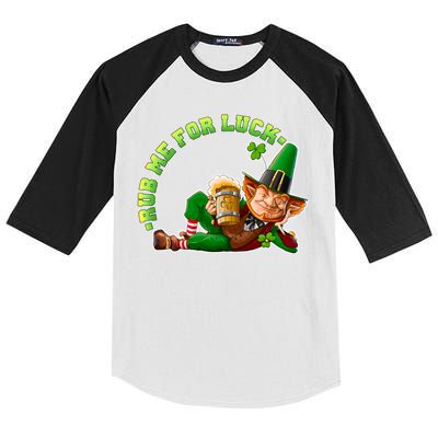 Rub Me for Luck Irish Leprechaun Kids Colorblock Raglan Jersey