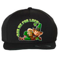 Rub Me for Luck Irish Leprechaun Wool Snapback Cap
