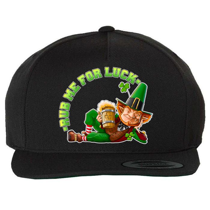 Rub Me for Luck Irish Leprechaun Wool Snapback Cap