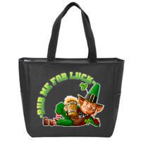 Rub Me for Luck Irish Leprechaun Zip Tote Bag