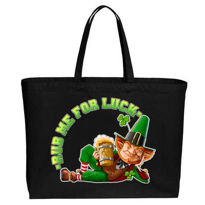 Rub Me for Luck Irish Leprechaun Cotton Canvas Jumbo Tote