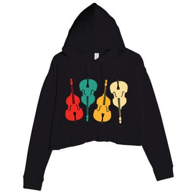 Retro Upright Bass String Double Bass Vintage Gift Crop Fleece Hoodie