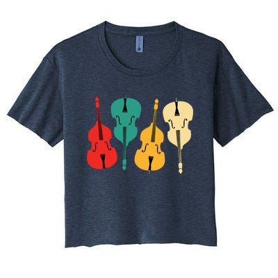 Retro Upright Bass String Double Bass Vintage Gift Women's Crop Top Tee