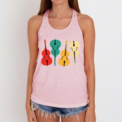 Retro Upright Bass String Double Bass Vintage Gift Women's Knotted Racerback Tank