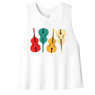 Retro Upright Bass String Double Bass Vintage Gift Women's Racerback Cropped Tank