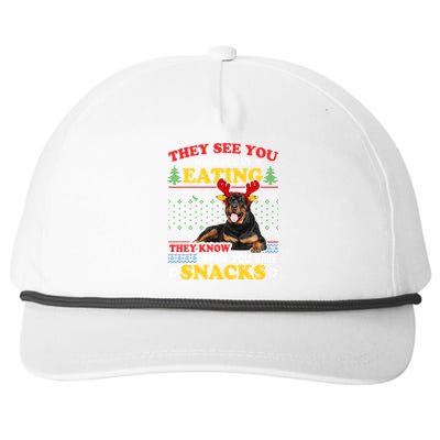 Rottweiler Ugly Christmas Gift Dog Lover Xmas Gift Snapback Five-Panel Rope Hat