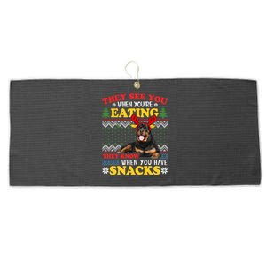 Rottweiler Ugly Christmas Gift Dog Lover Xmas Gift Large Microfiber Waffle Golf Towel