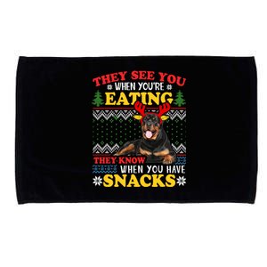 Rottweiler Ugly Christmas Gift Dog Lover Xmas Gift Microfiber Hand Towel