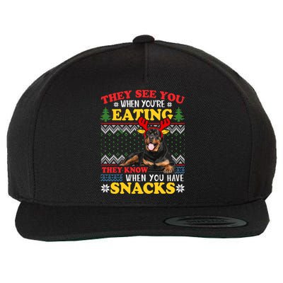 Rottweiler Ugly Christmas Gift Dog Lover Xmas Gift Wool Snapback Cap