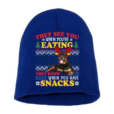 Rottweiler Ugly Christmas Gift Dog Lover Xmas Gift Short Acrylic Beanie