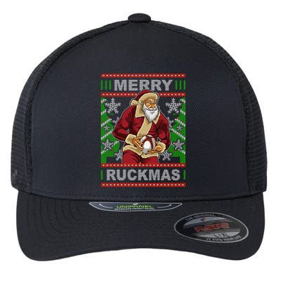 Rugby Ugly Christmas Santa Merry Ruckmas Xmas Flexfit Unipanel Trucker Cap