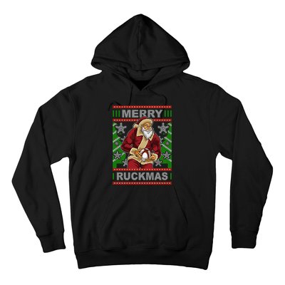 Rugby Ugly Christmas Santa Merry Ruckmas Xmas Hoodie