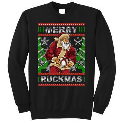 Rugby Ugly Christmas Santa Merry Ruckmas Xmas Sweatshirt