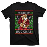 Rugby Ugly Christmas Santa Merry Ruckmas Xmas T-Shirt