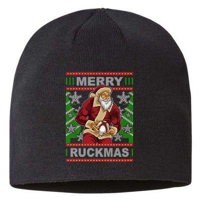 Rugby Ugly Christmas Santa Merry Ruckmas Xmas Sustainable Beanie