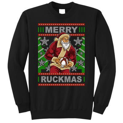 Rugby Ugly Christmas Santa Merry Ruckmas Xmas Tall Sweatshirt