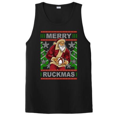 Rugby Ugly Christmas Santa Merry Ruckmas Xmas PosiCharge Competitor Tank