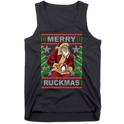 Rugby Ugly Christmas Santa Merry Ruckmas Xmas Tank Top