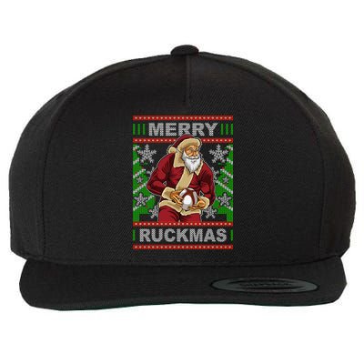 Rugby Ugly Christmas Santa Merry Ruckmas Xmas Wool Snapback Cap