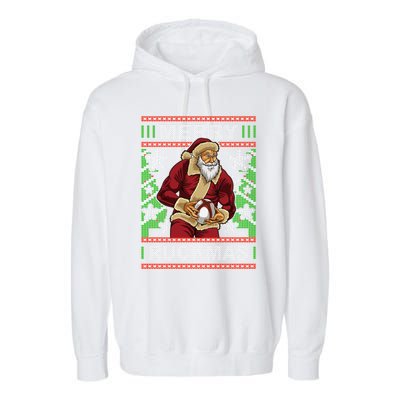 Rugby Ugly Christmas Santa Merry Ruckmas Xmas Garment-Dyed Fleece Hoodie