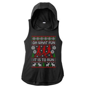 Running Ugly Christmas "Oh What Fun It Is To Run" Funny Ugly Ladies PosiCharge Tri-Blend Wicking Draft Hoodie Tank