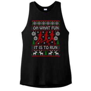 Running Ugly Christmas "Oh What Fun It Is To Run" Funny Ugly Ladies PosiCharge Tri-Blend Wicking Tank