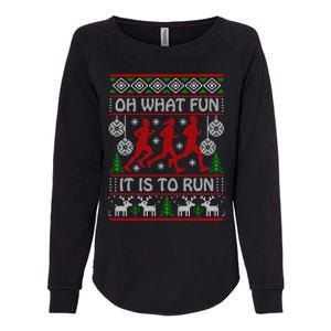 Running Ugly Christmas "Oh What Fun It Is To Run" Funny Ugly Womens California Wash Sweatshirt