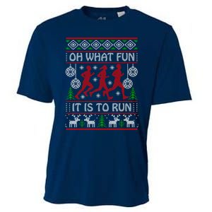 Running Ugly Christmas "Oh What Fun It Is To Run" Funny Ugly Cooling Performance Crew T-Shirt